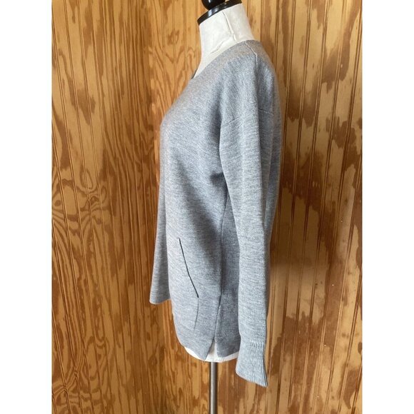 J. Crew 100% Merino Wool Pocket Tunic Sweater Gray False Pockets Size XS - Picture 4 of 8